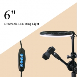 6吋LED環形燈用於YouTube影片社群媒體化妝自拍桌上型直立式迷你攝影環形燈 KRL-60M